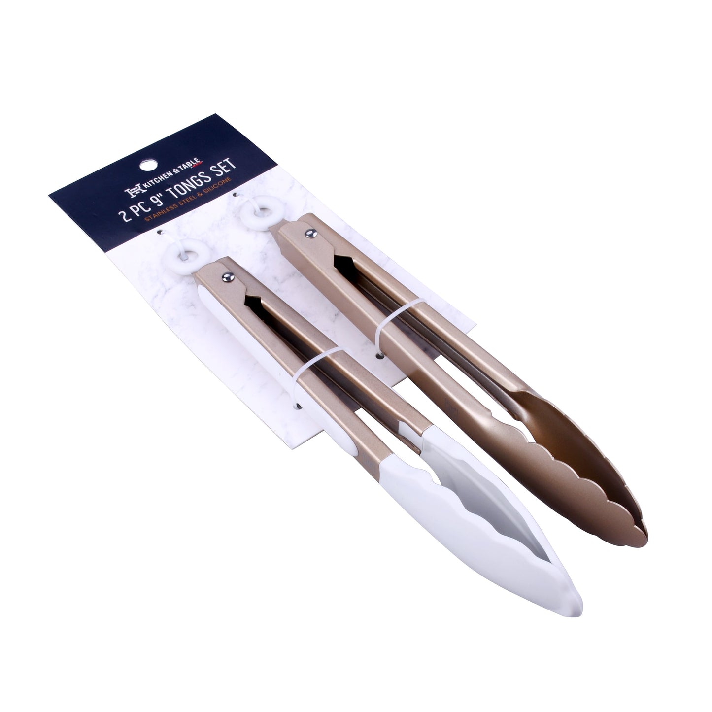 Kitchen & Table by H-E-B Stainless Steel & Silicone Tongs Set - Gold, 9''