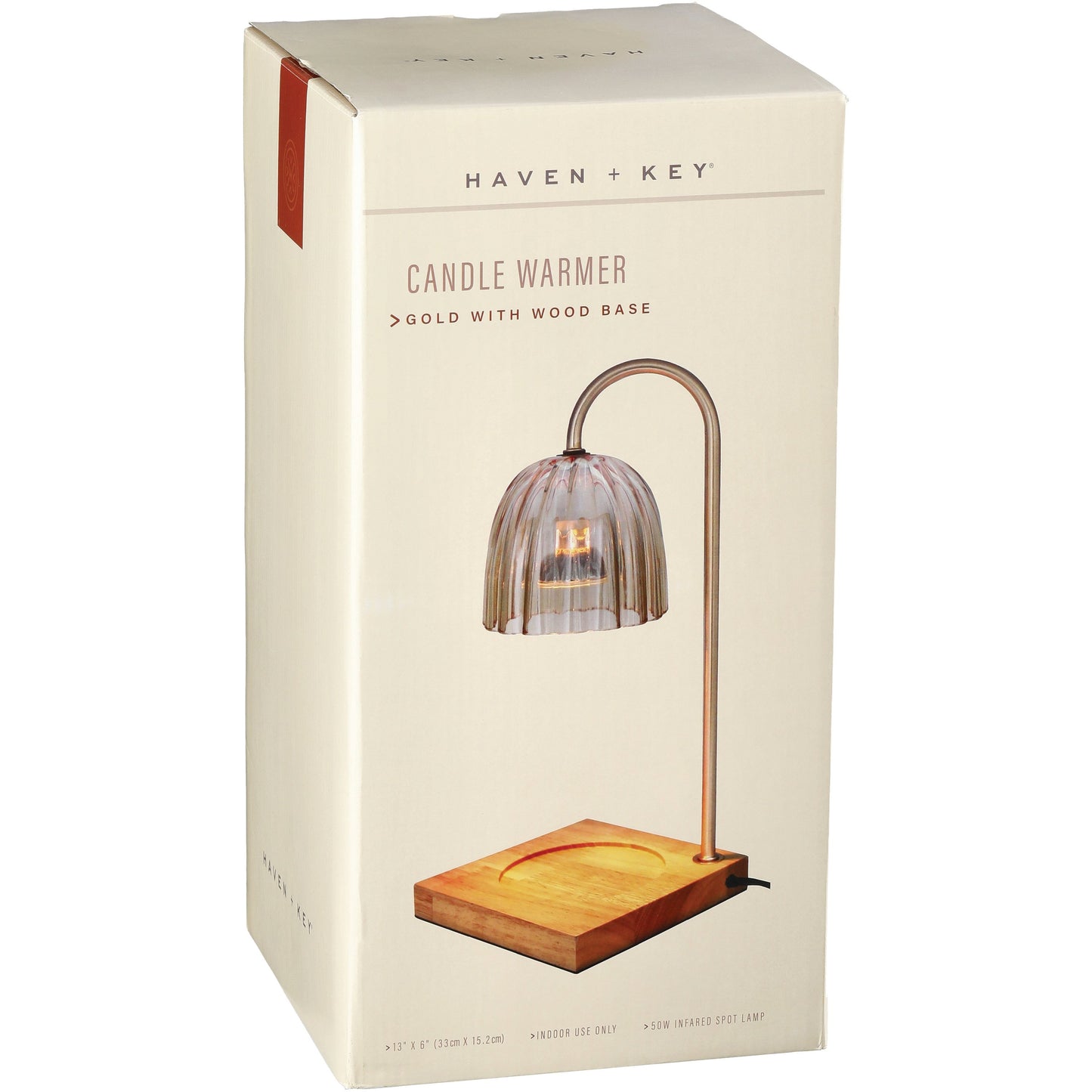 Haven + Key Candle Warmer - Gold with Wood Base