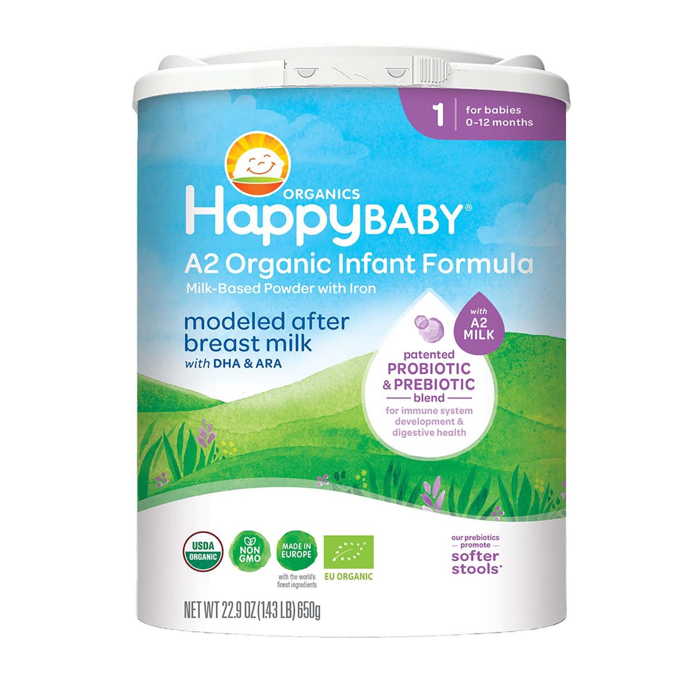 Happy Baby A2 Organic Milk-Based Powder Infant Formula with Iron - Stage 1