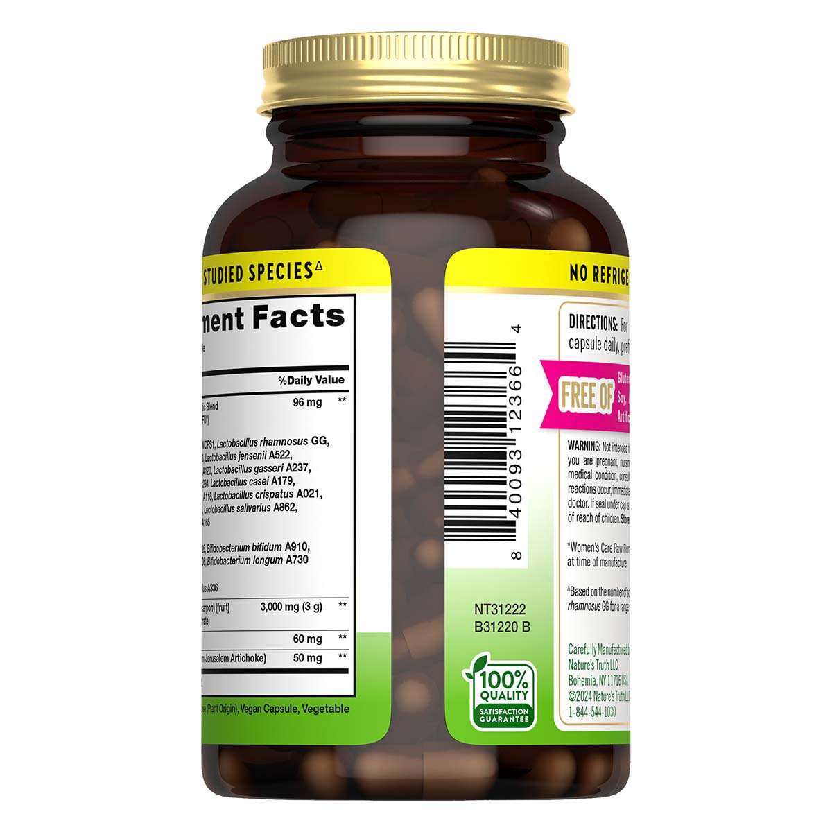 Nature's Truth Women's Care Raw Flora Probiotic-18 Vegan Capsules