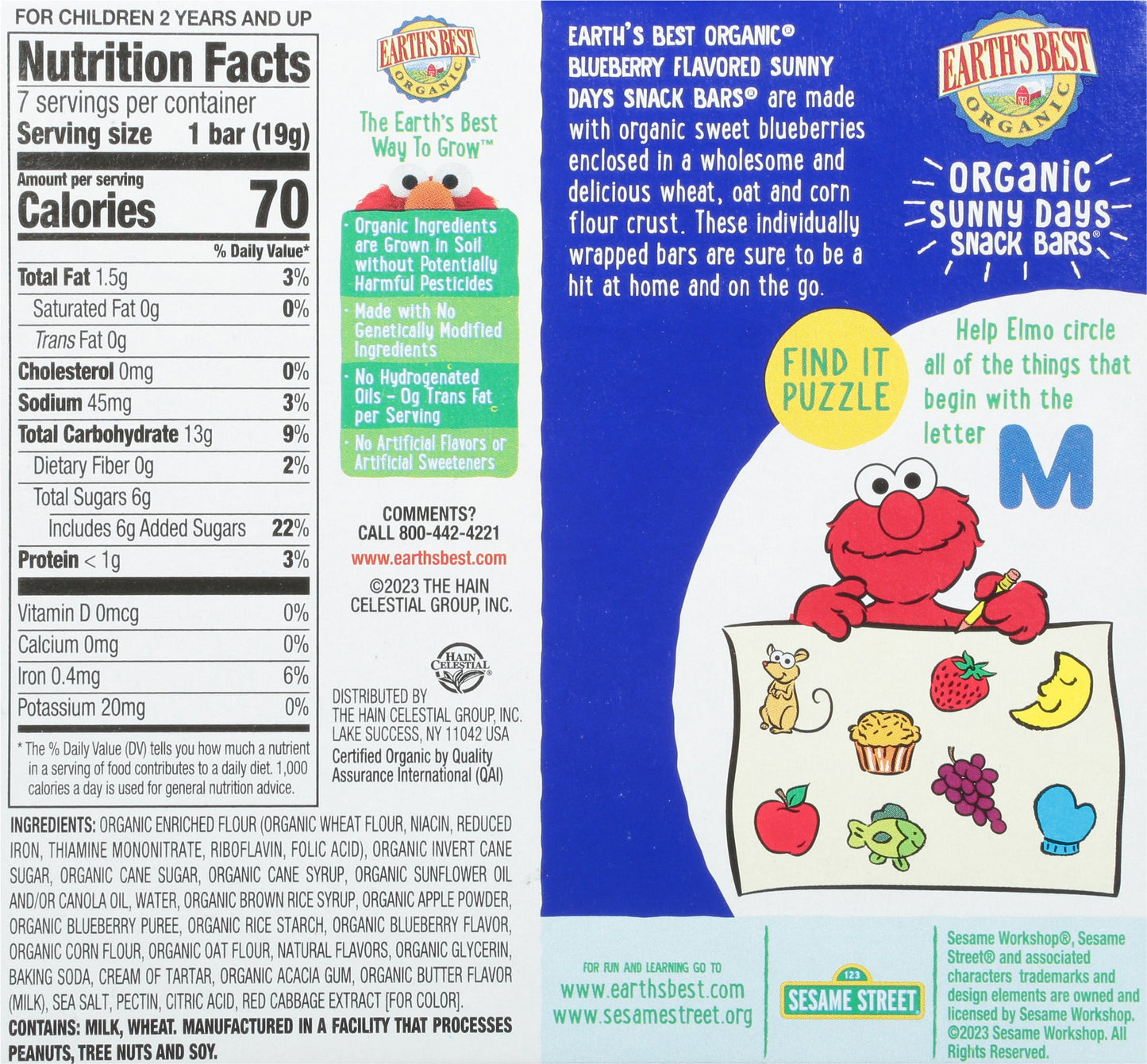Earth's Best Organic Sunny Days Snack Bars - Blueberry