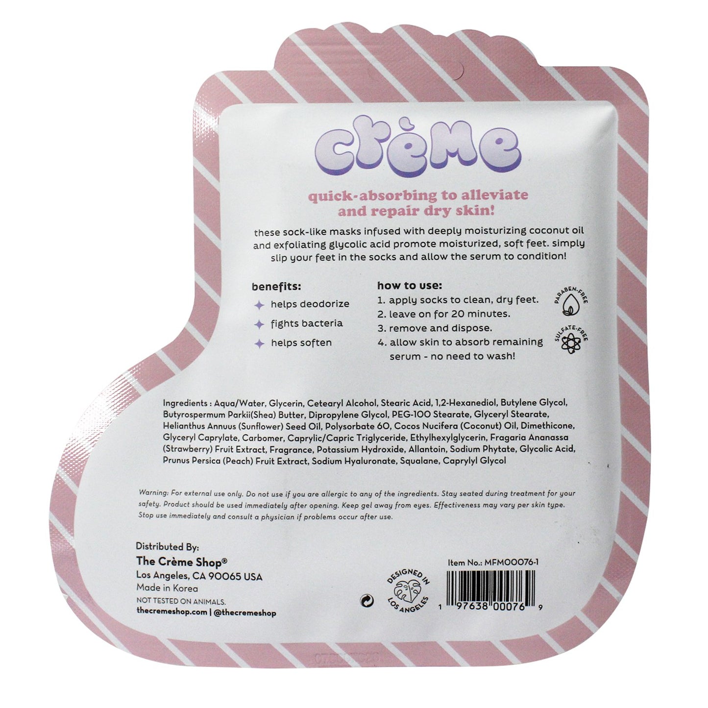 The Crème Shop Beary Merry Foot Mask - Strawberry Peach