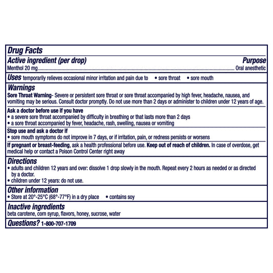 Vicks VapoCOOL SEVERE Max Strength Menthol Sore Throat Lozenge, Honey Lemon Flavor