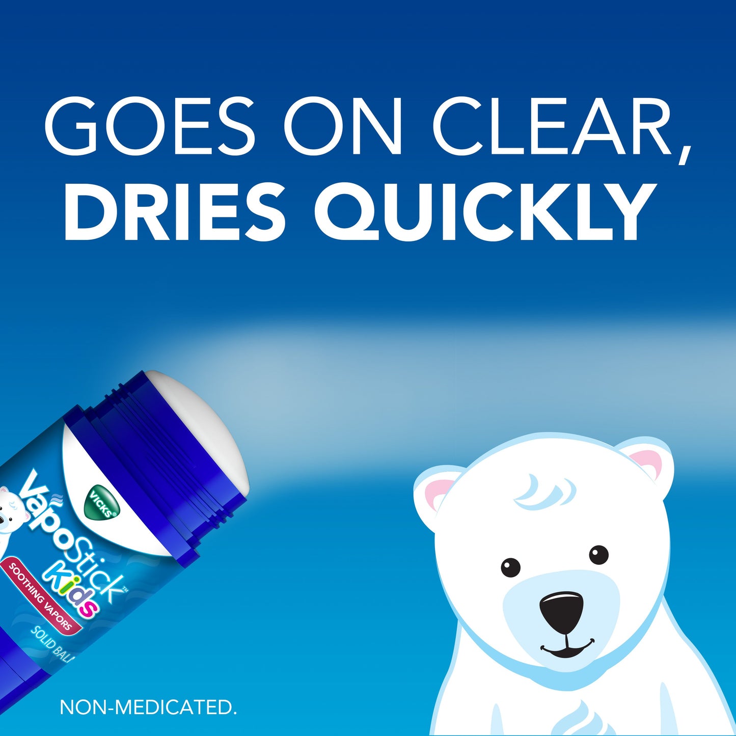 Vicks VapoStick Kids, Solid Balm, Soothing Non-Medicated Vicks Vapors, Easy To Use No Touch Applicator