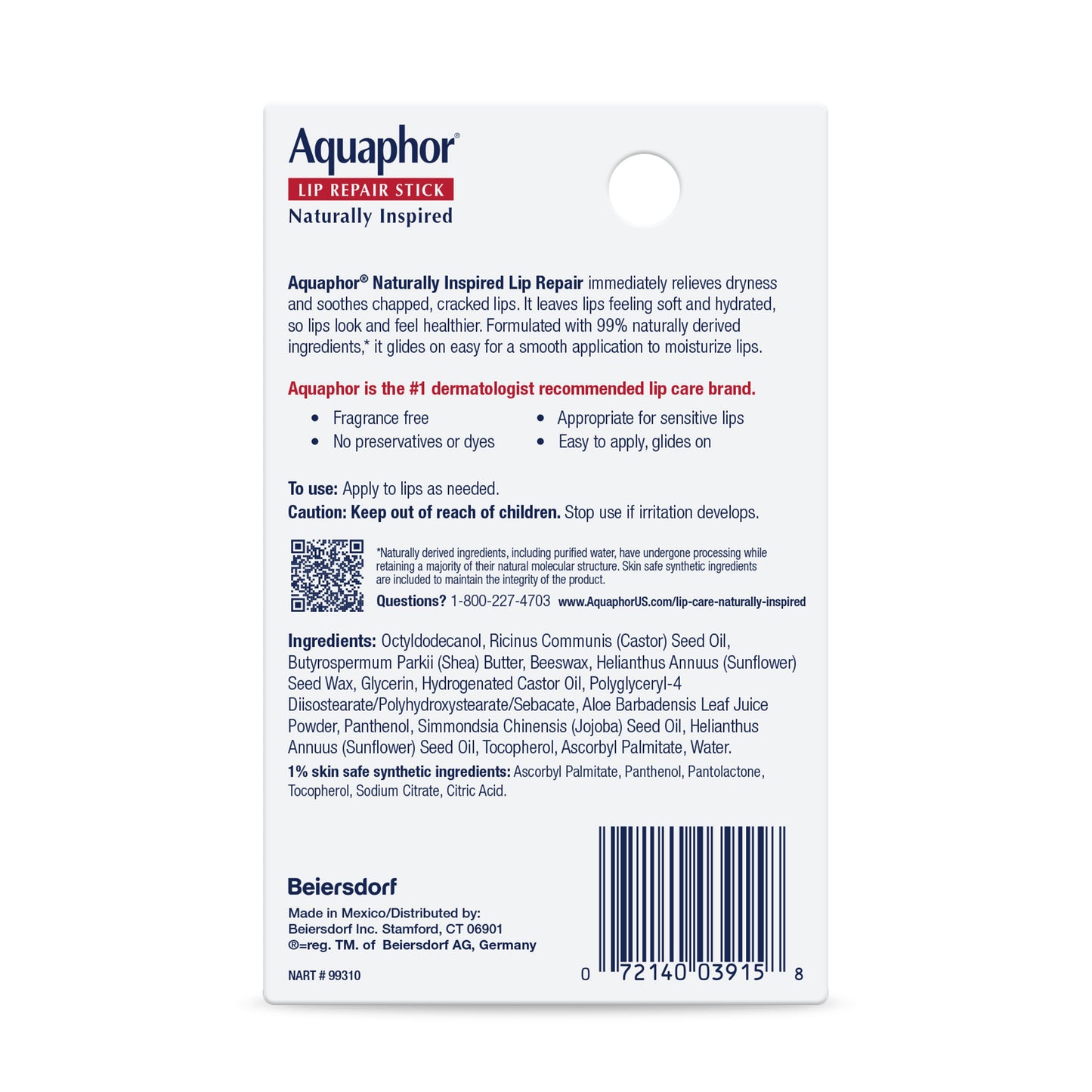 Aquaphor Naturally Inspired Lip Repair Stick