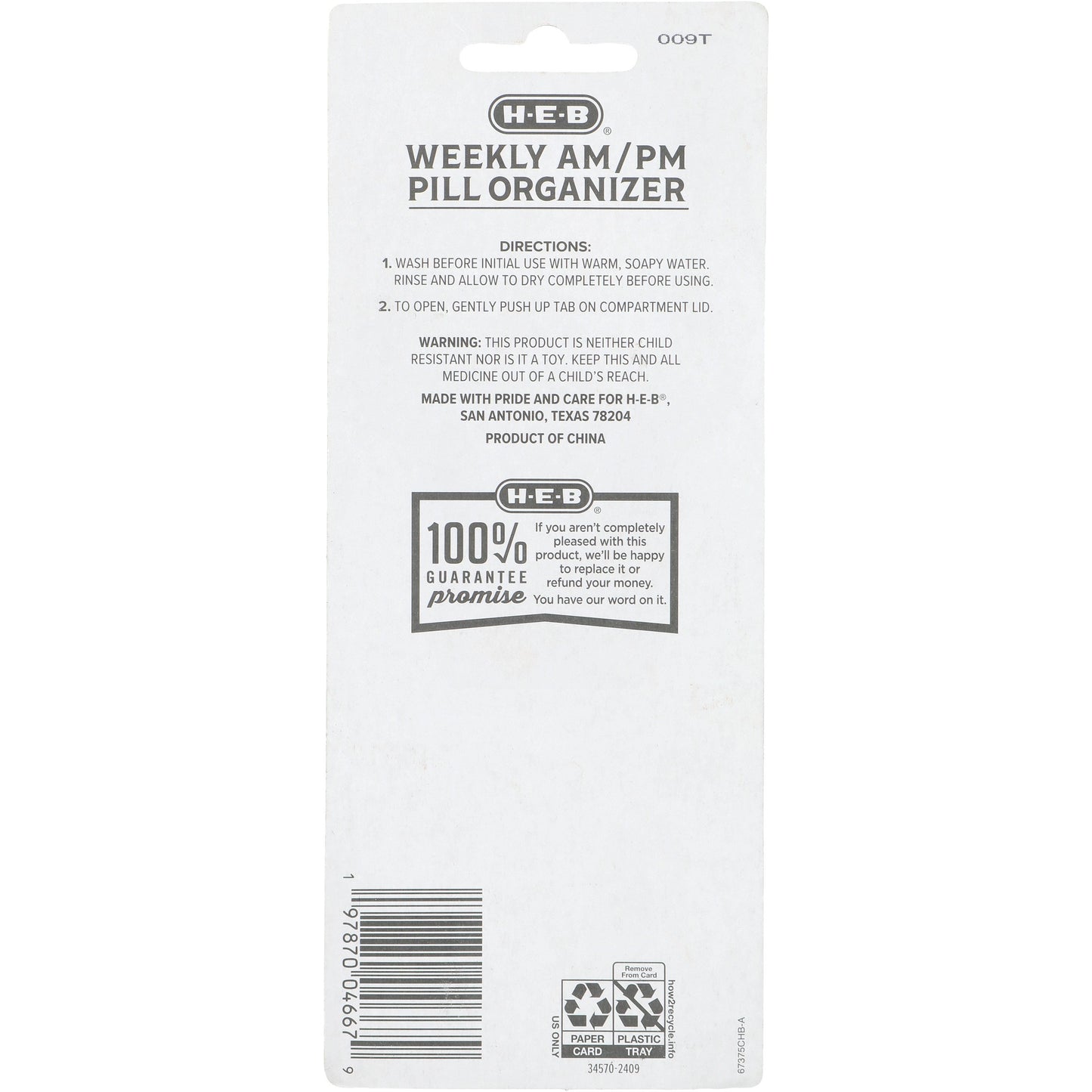 H-E-B Weekly AM & PM Pill Organizer