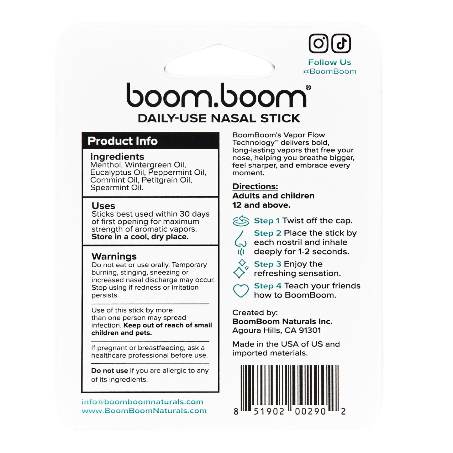 BOOMBOOM NATURALS INHALER NASAL WNTRMNT 1PK