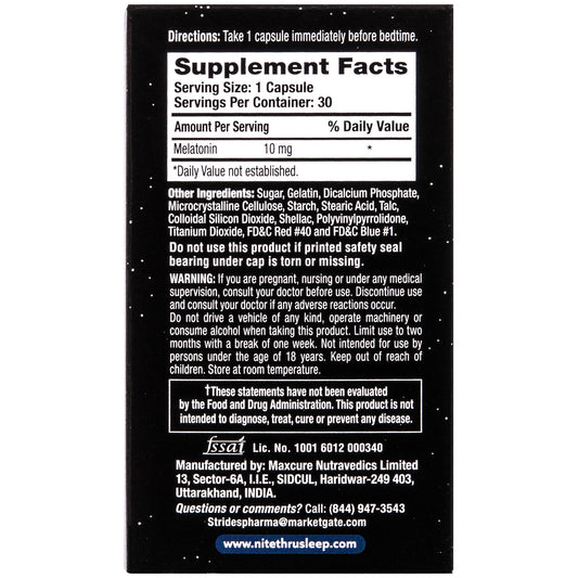 Nite Thru Advanced Sleep Aid Melatonin Capsules