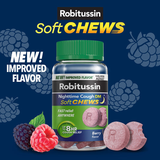 Robitussin Soft Chews, Nighttime Cough DM, Adult Formula, Berry Flavor