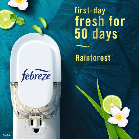 Febreze Luxe Plug In Air Freshener Odor-Fighting Scented Oil Refill - Rainforest