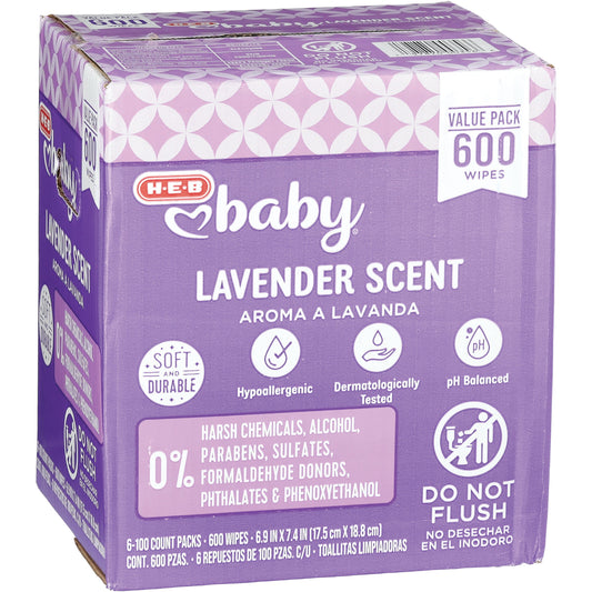 H-E-B Baby Wipes - Lavender, Value Pack