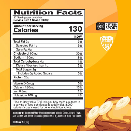 Bare Performance Nutrition Whey 25g Protein Powder - Banana French Toast