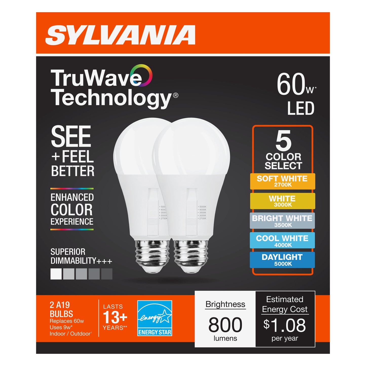 Sylvania TruWave A19 60-Watt LED Light Bulbs