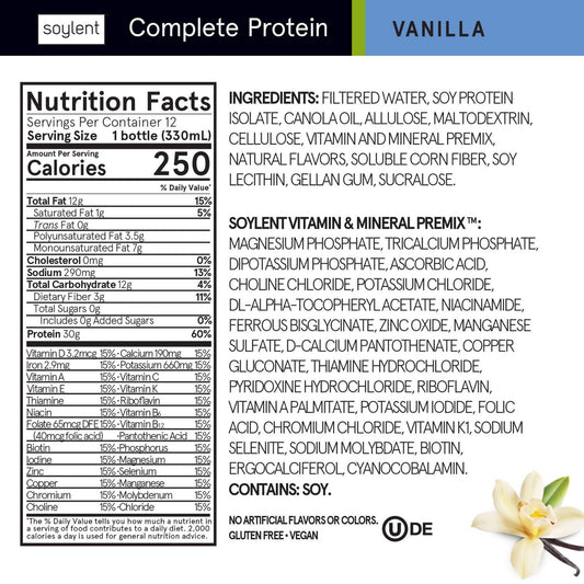 Soylent Complete Protein Nutrition Shake - Vanilla