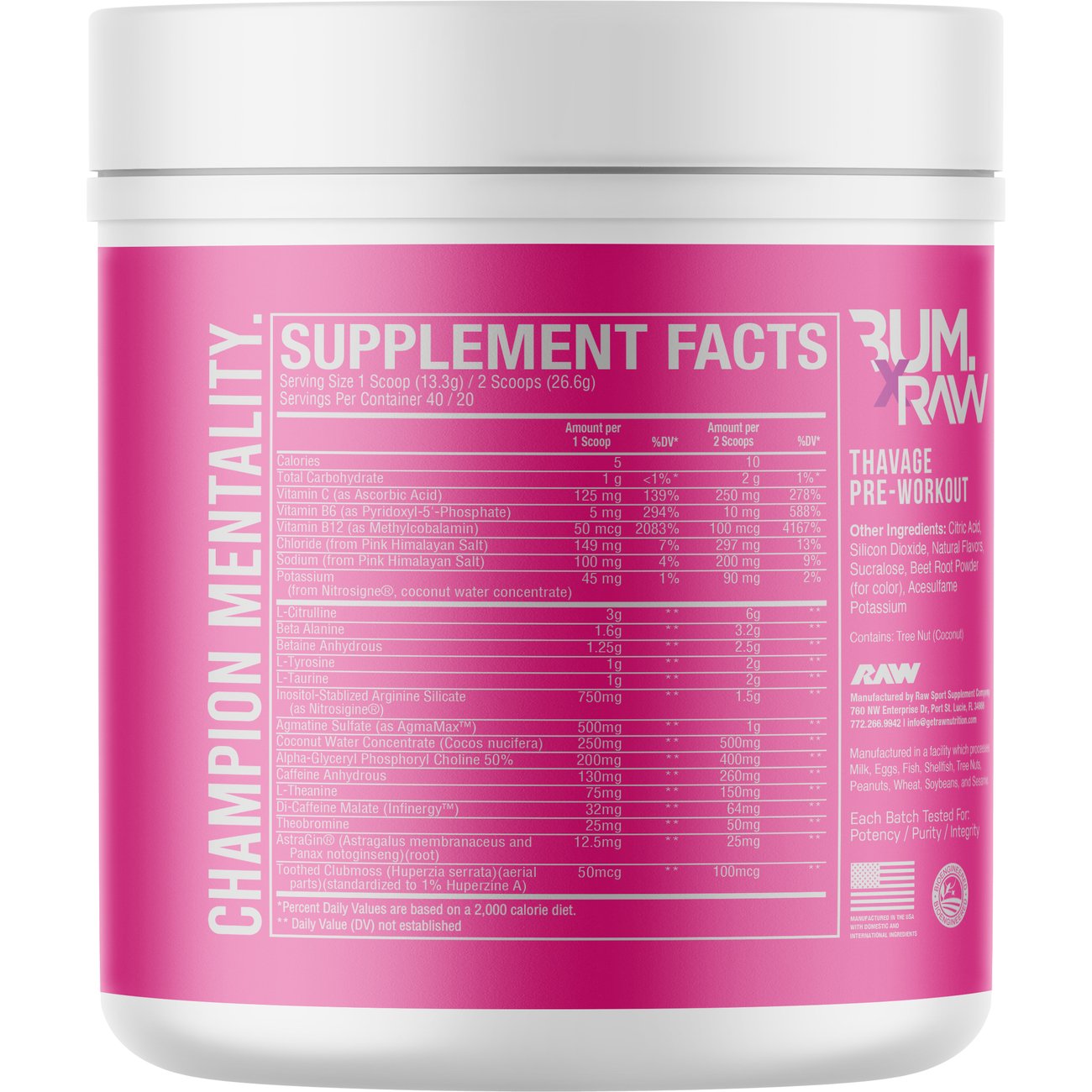 Raw Bum Thavage Pre-Workout - Dragon Fruit