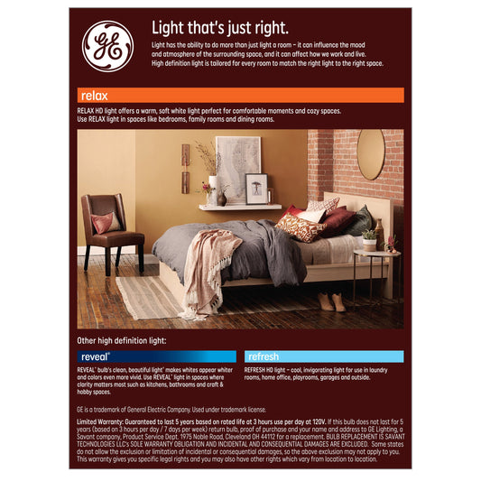 GE Relax A19 60-Watt HD LED Light Bulbs - Soft White