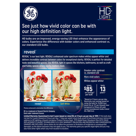 GE Reveal A19 60-Watt HD LED Light Bulbs