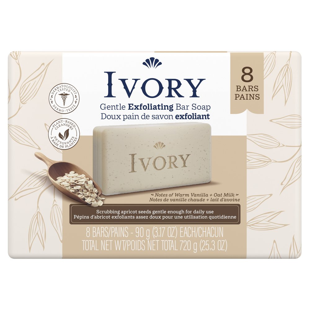 Ivory Exfoliating Bar Soap - Warm Vanilla & Oat Milk