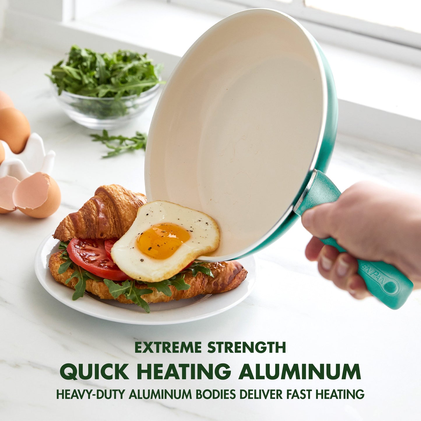 GreenPan Rio 8'' Frying Pan With Spatula - Turquoise