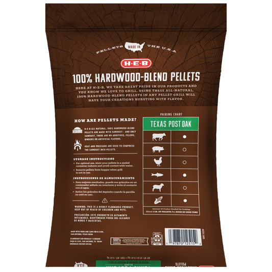H-E-B 100% Hardwood-Blend Pellets - Post Oak