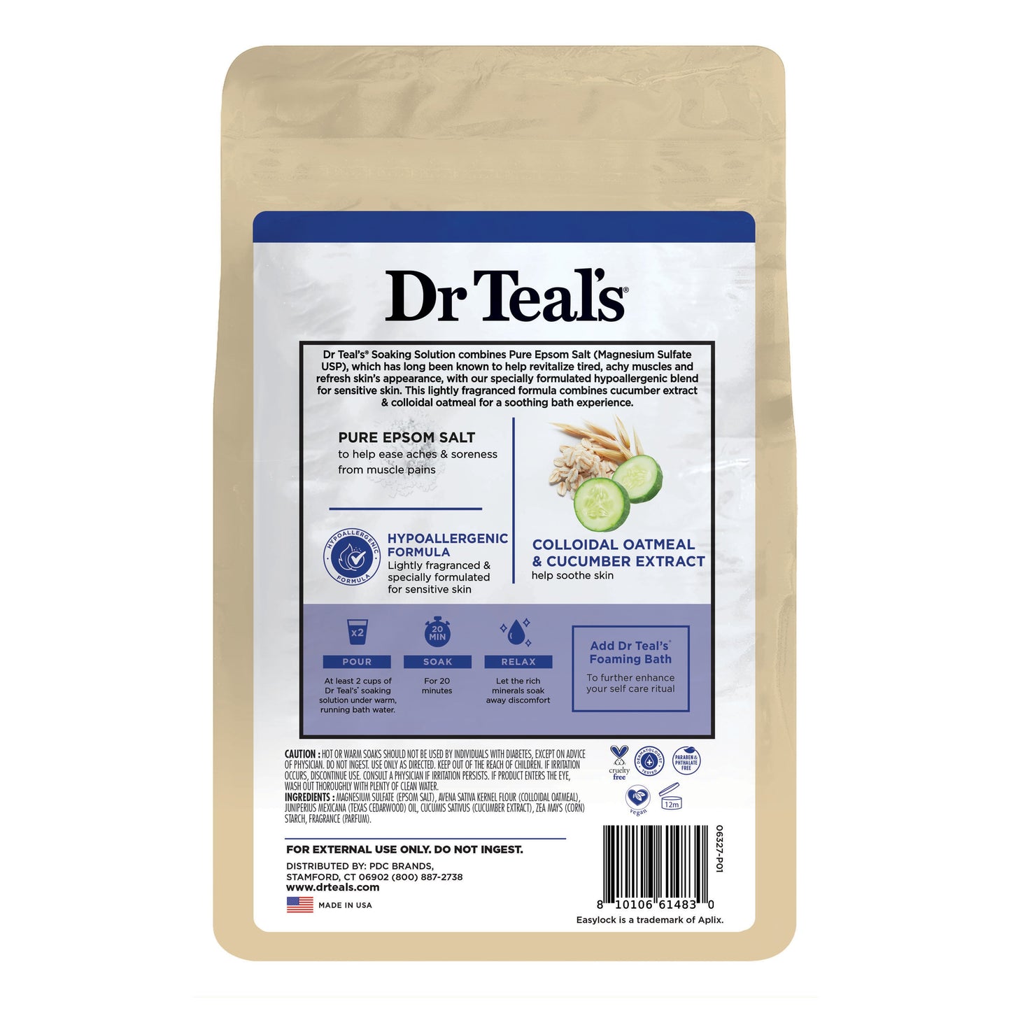 Dr Teal's Pure Epsom Salt Magnesium Soaking Solution - Sensitive Skin