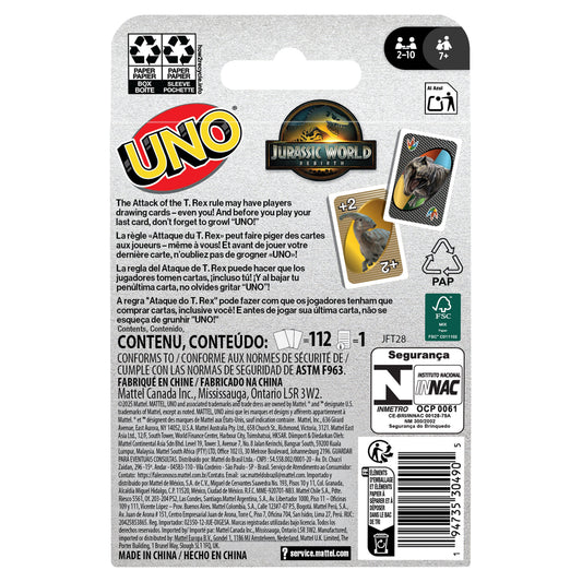 UNO Jurassic World Rebirth Edition Card Game