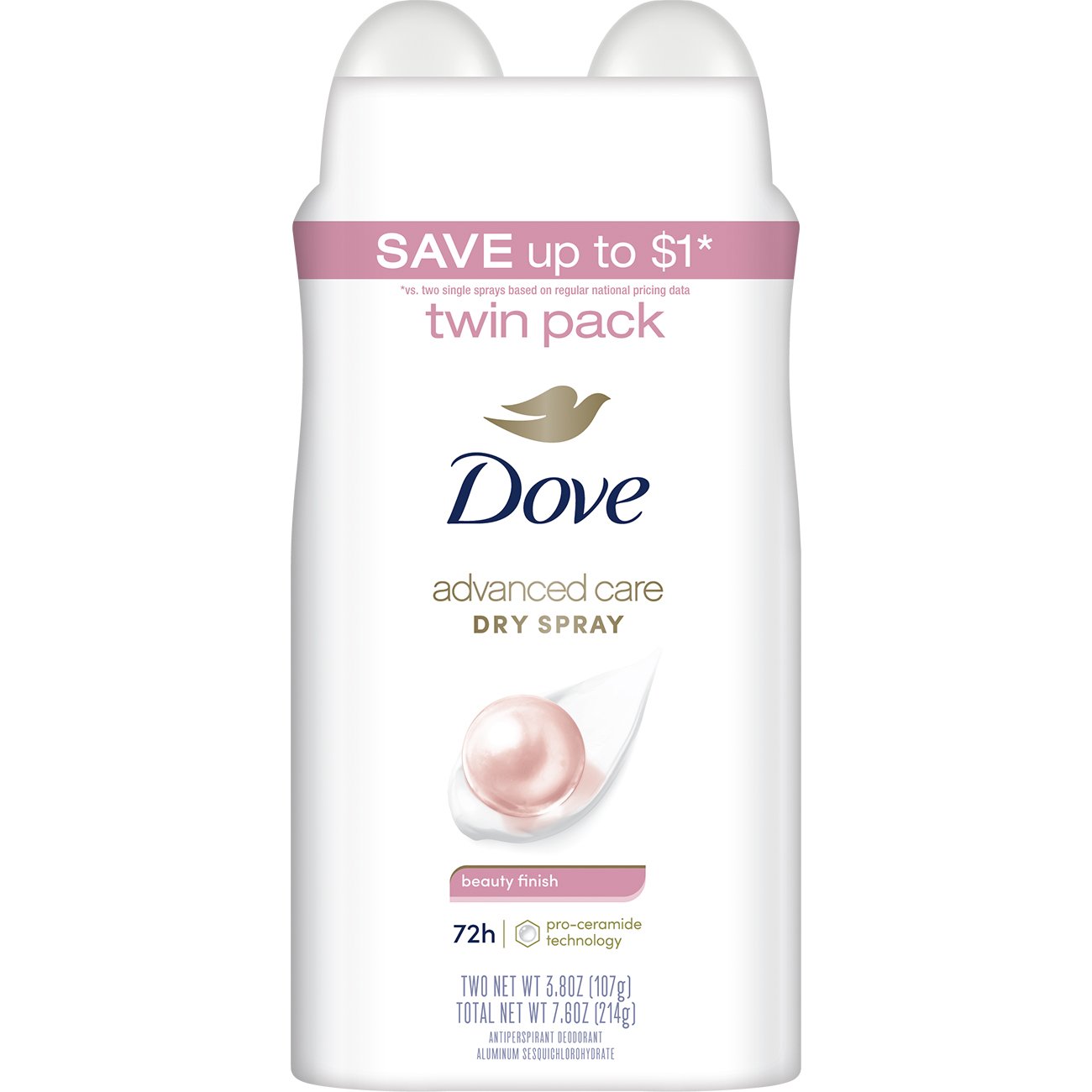 Dove Advanced Care 72 Hr Antisperspirant Deodorant Spray - Beauty Finish