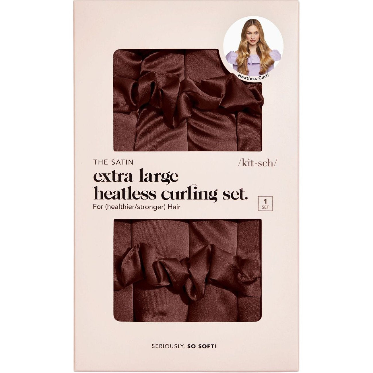 Kitsch Satin Extra Large Heatless Curling Set - Chocolate