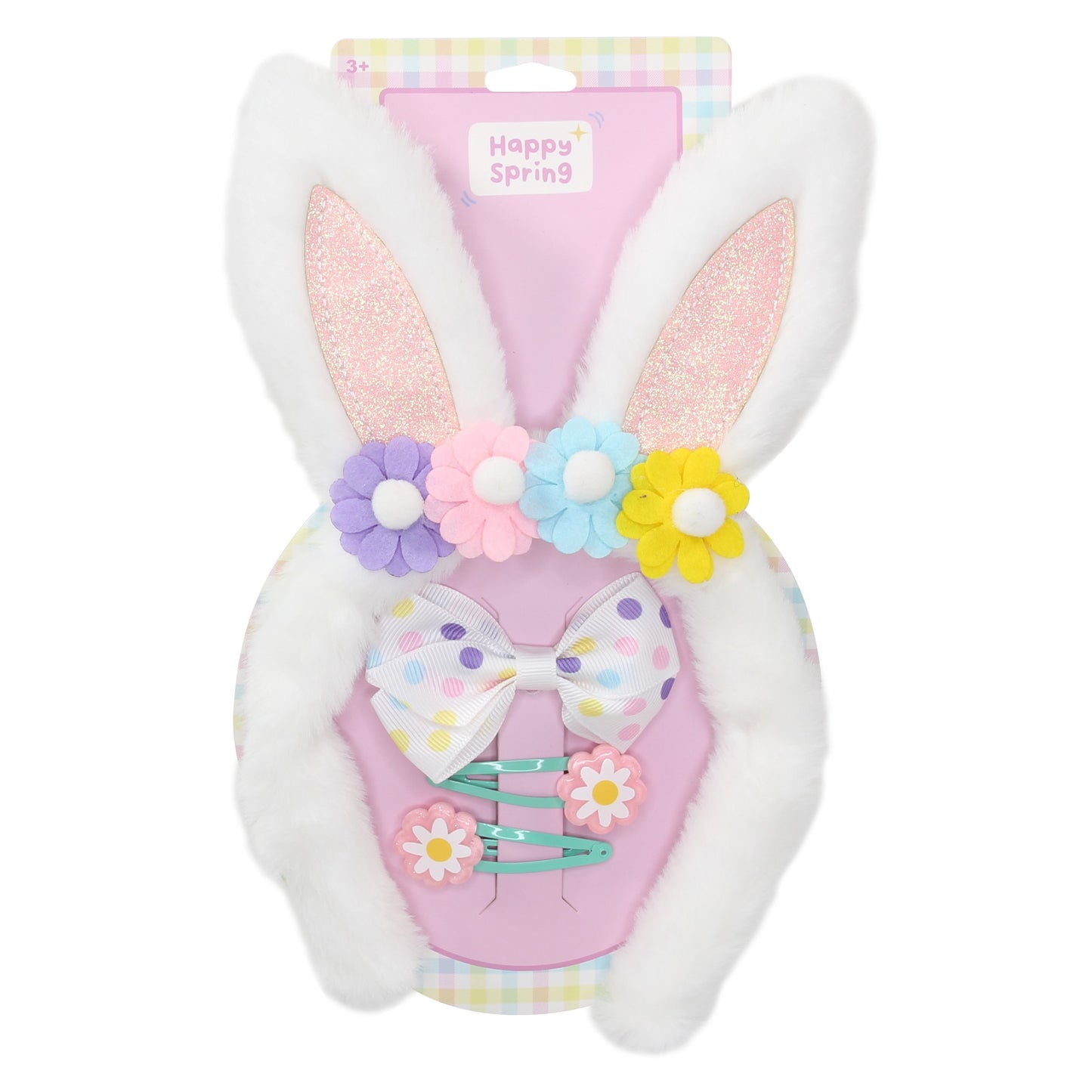 Happy Spring Flower Easter Bunny Ears & Hair Clips