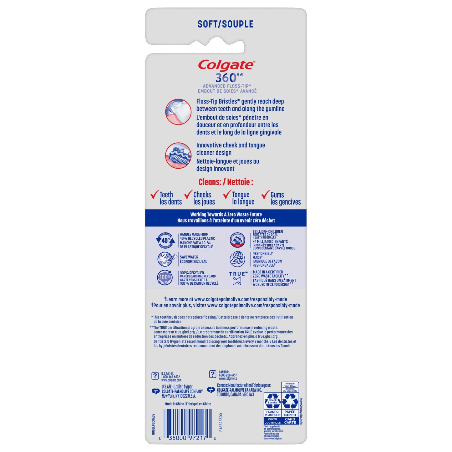 Colgate 360 Advanced Floss Tip Toothbrush Soft 4 Pack