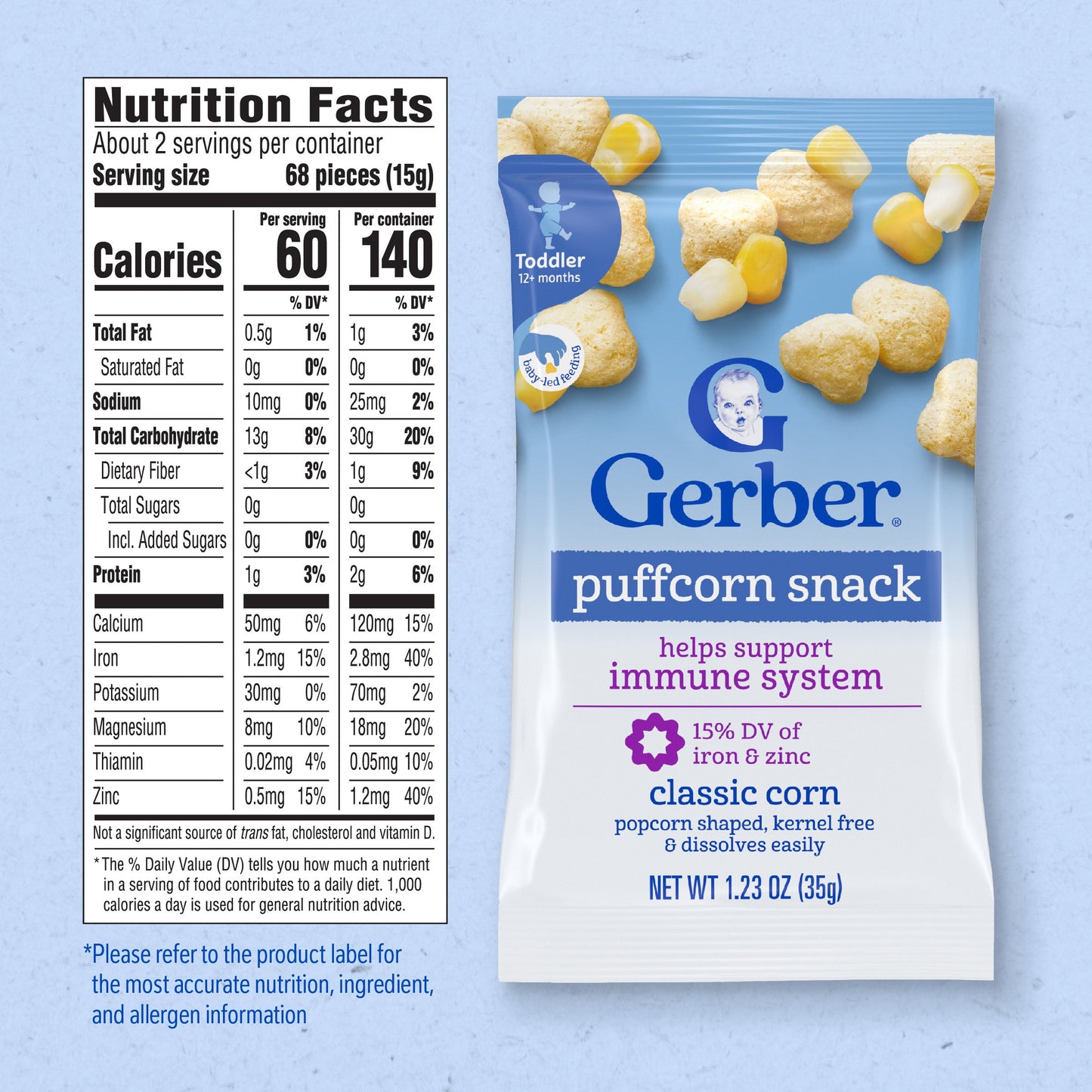 Gerber Toddler Puffcorn Snack - Classic Corn
