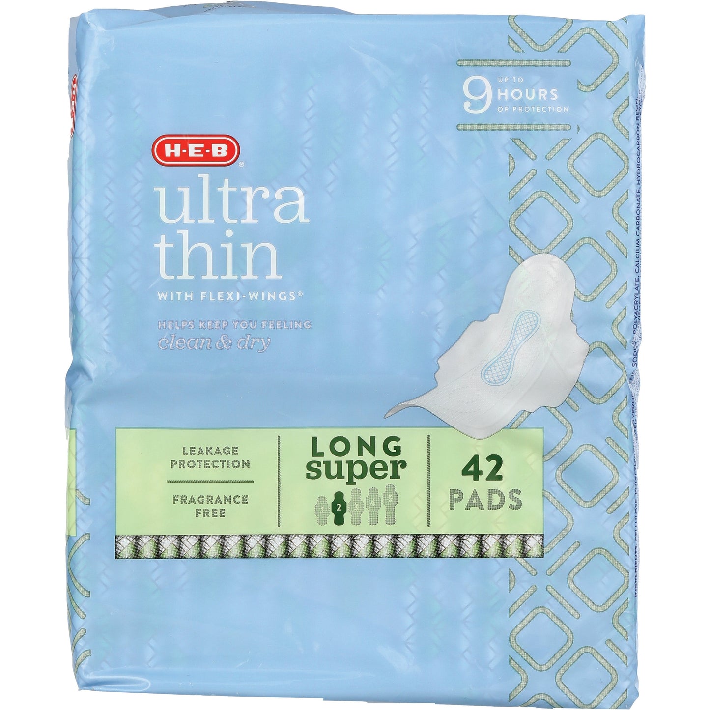 H-E-B Ultra Thin Flexi-Wing Pads - Long, Super, Unscented