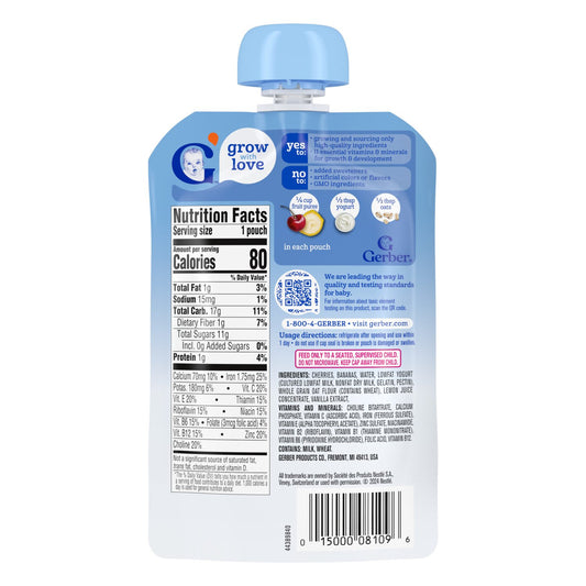 Gerber Baby Food Pouch - Cherry Banana Vanilla Yogurt