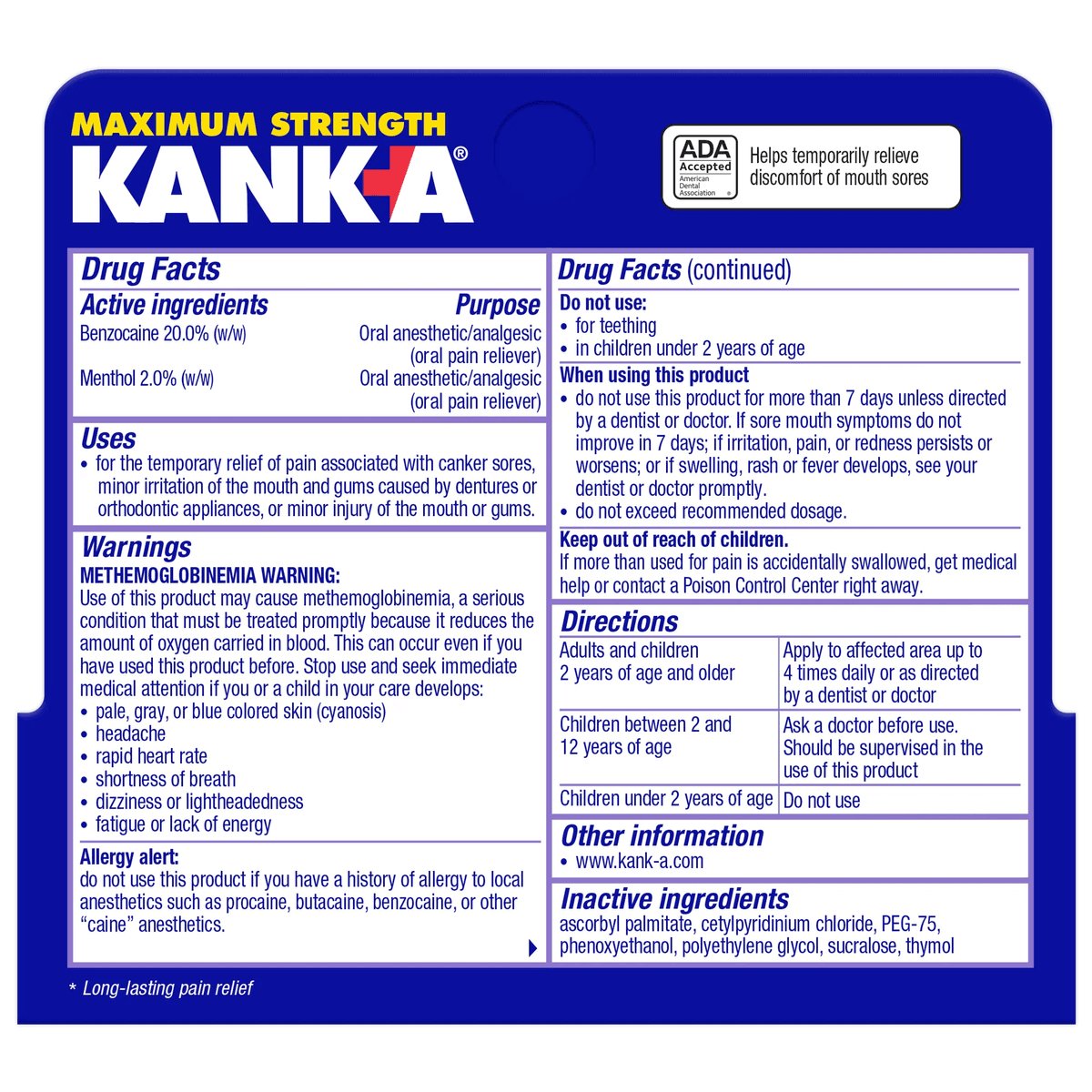 Kanka Triple Action Canker Sores & Oral Pain Relief Gel