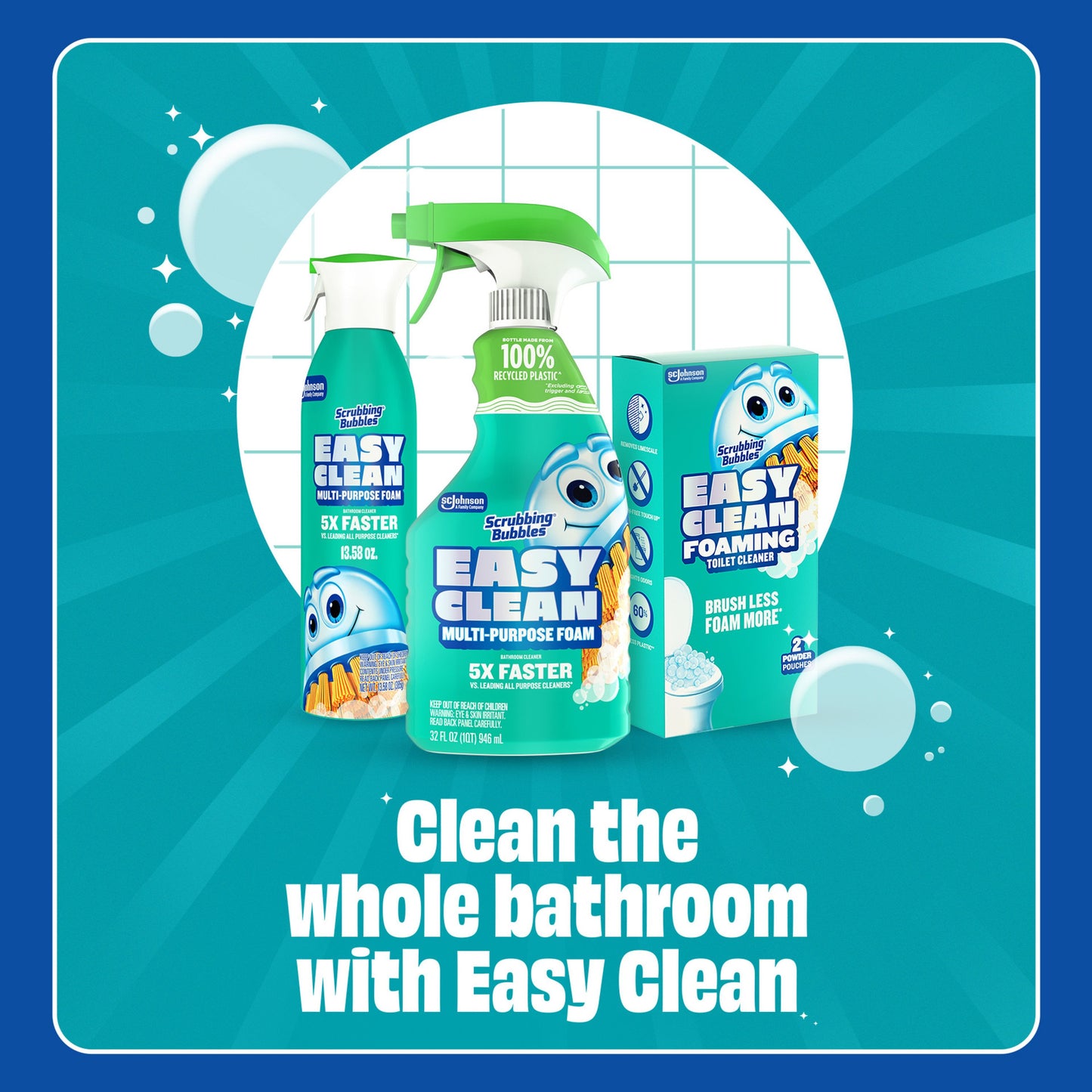 Scrubbing Bubbles Easy Clean Multi-Purpose Foam Bathroom Cleaner Aerosol Spray