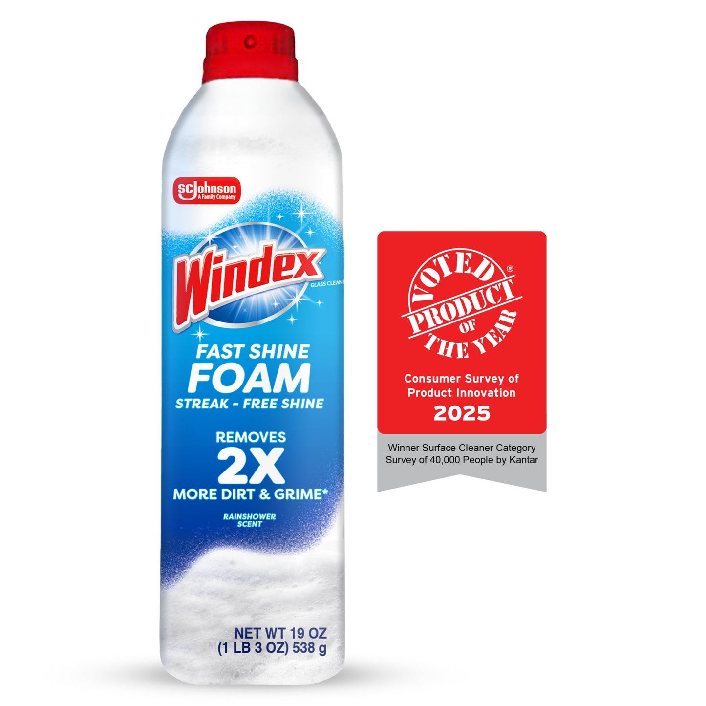 Windex Fast Shine Foam Glass Cleaner, No-Drip Aerosol Cleaning Spray