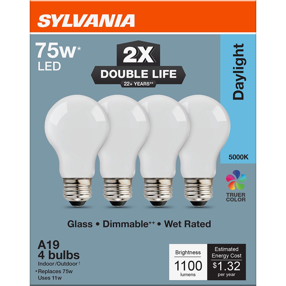 SYLVANIA A19 75 Watt LED Daylight Double Life Bulb
