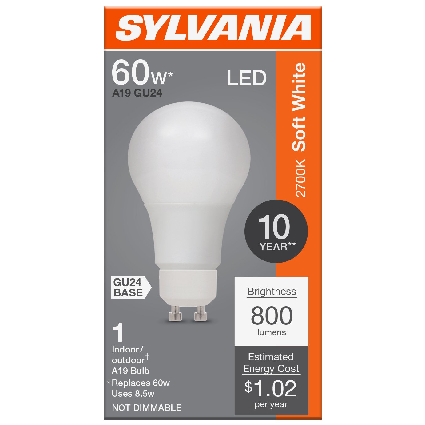 SYLVANIA A19 GU24 60 Watt LED Soft White Bulb