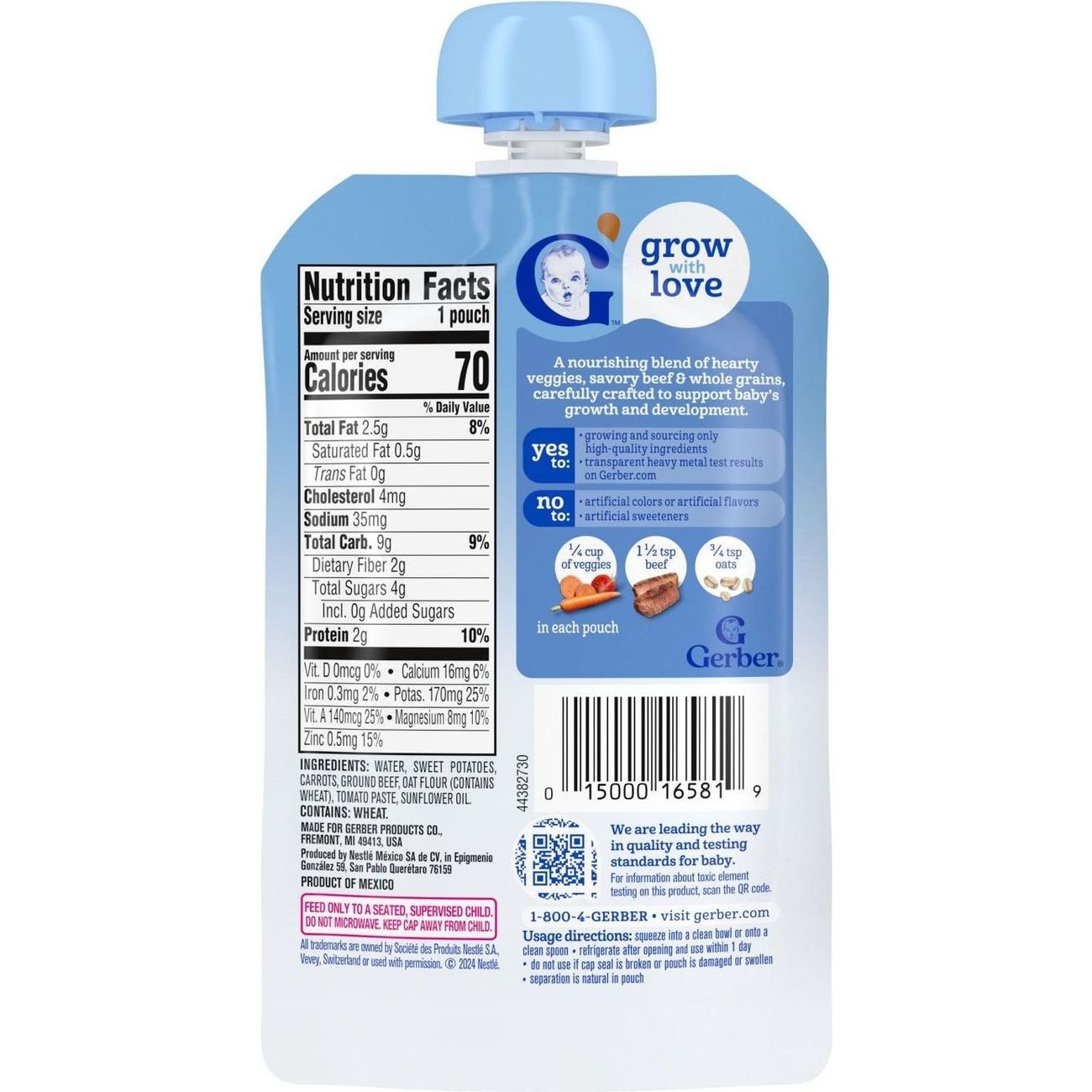Gerber Baby Food Pouch - Sweet Potato Carrot Beef & Tomato