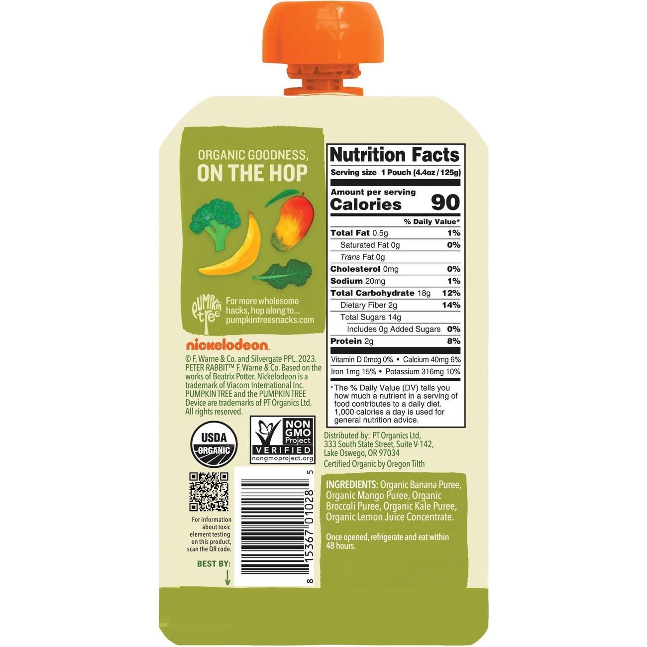 Pumpkin Tree Organics Fruit & Vegetable Puree - Banana Mango Broccoli & Kale