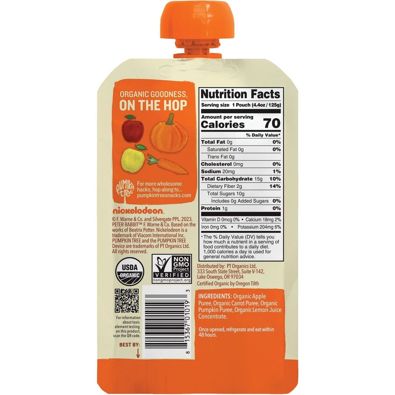 Pumpkin Tree Organics Fruit & Vegetable Puree - Apple Carrot & Pumpkin