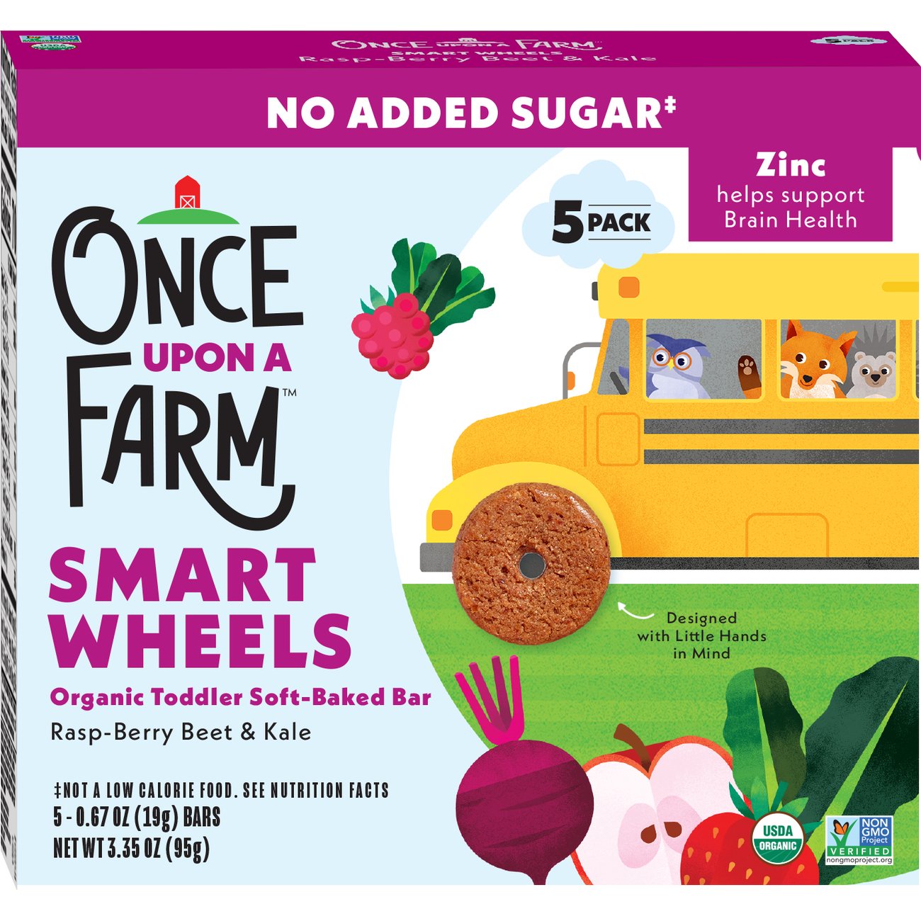Once Upon a Farm Smart Wheels Organic Toddler Soft-Baked Bar - Raspberry Beet & Kale