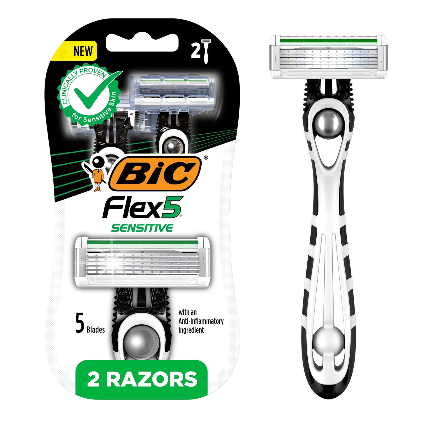 BIC Flex 5-Blade Sensitive Disposable Razors