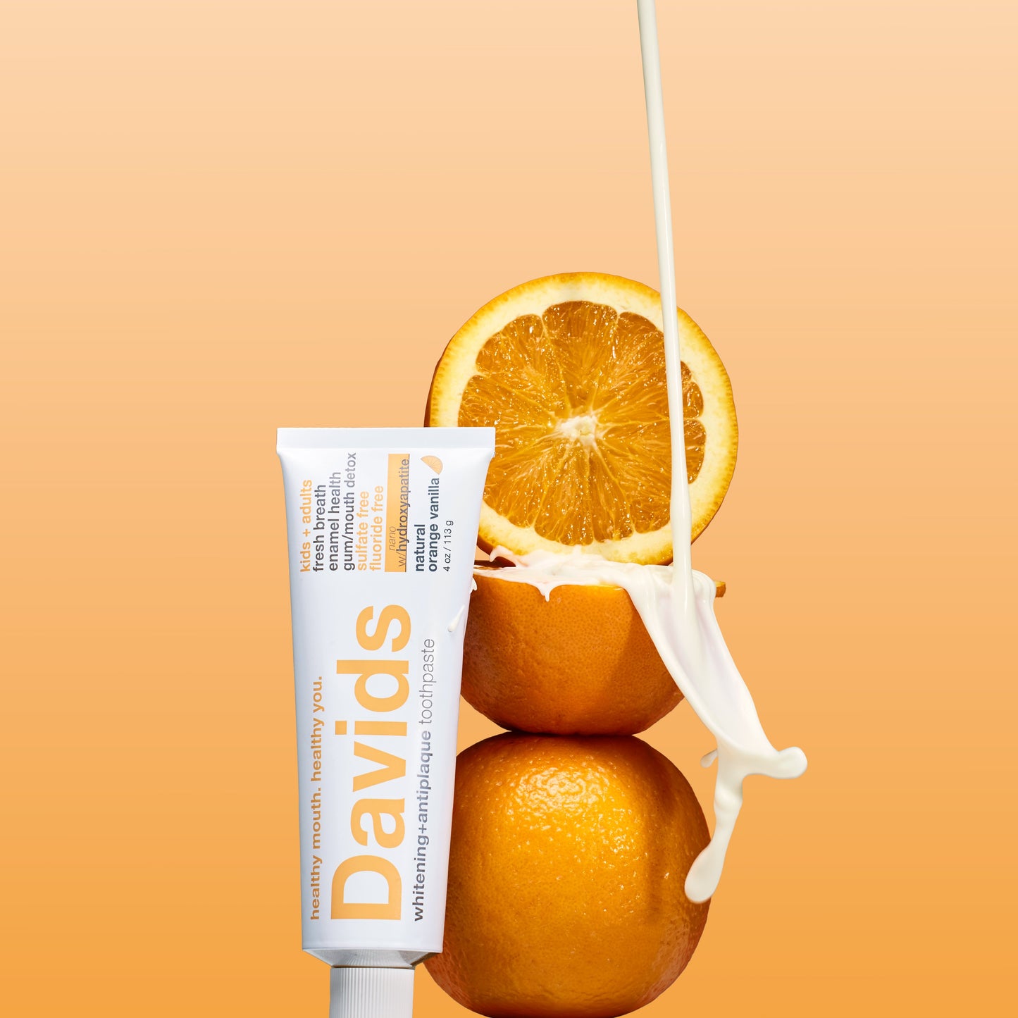 Davids Kids & Adult Natural Whitening + Antiplaque Fluoride Free Toothpaste - Orange Vanilla