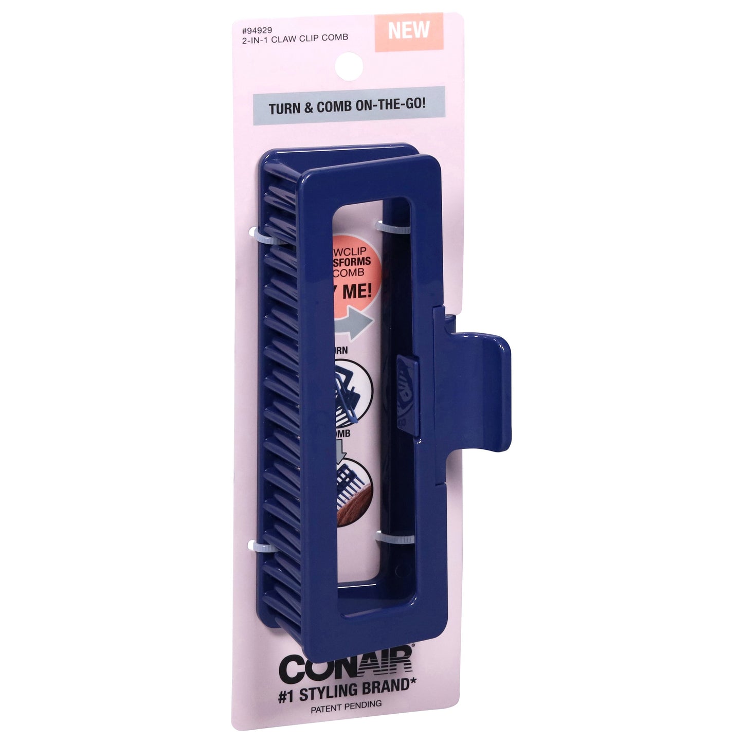 Conair 2-in-1 Claw Hair Clip & Comb - Blue