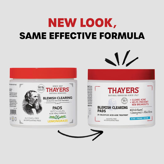 Thayers Witch Hazel Blemish Clearing Toner Pads with Salicylic Acid Acne Treatment