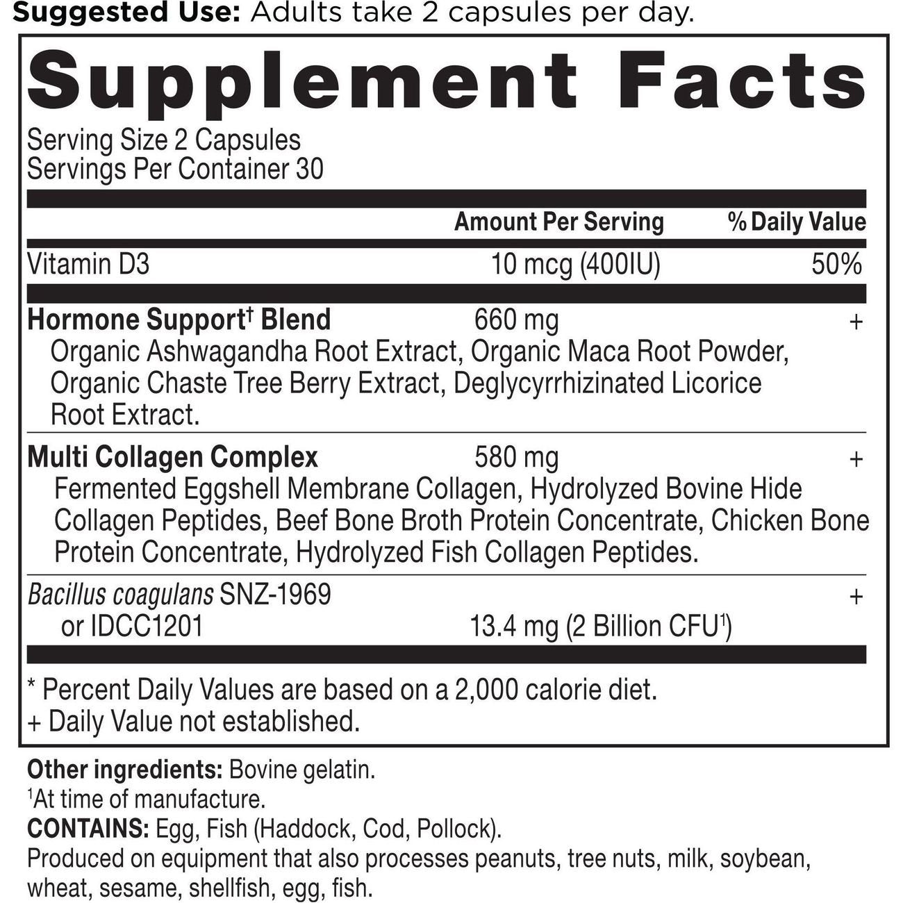 Ancient Nutrition Women's Hormone Balance + Collagen Capsules