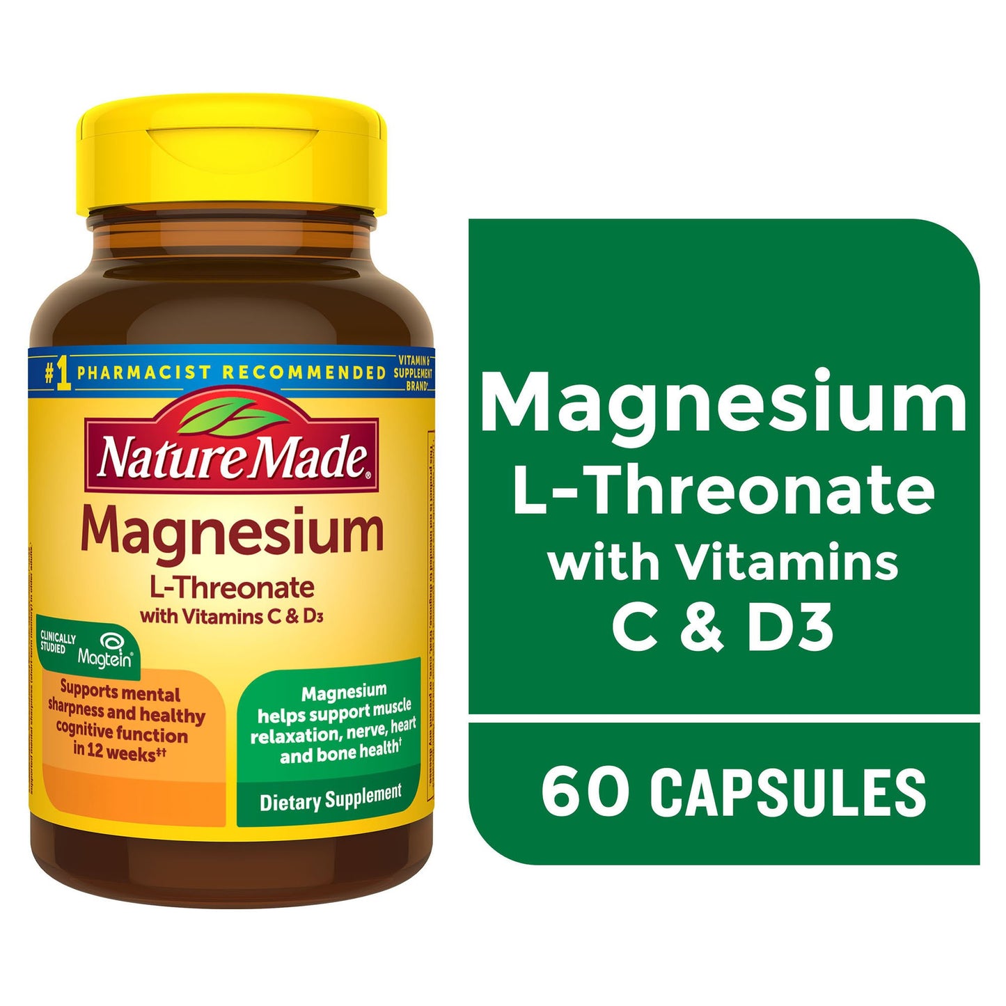 Nature Made Magnesium L-Threonate with Vitamins C & D3 Capsules