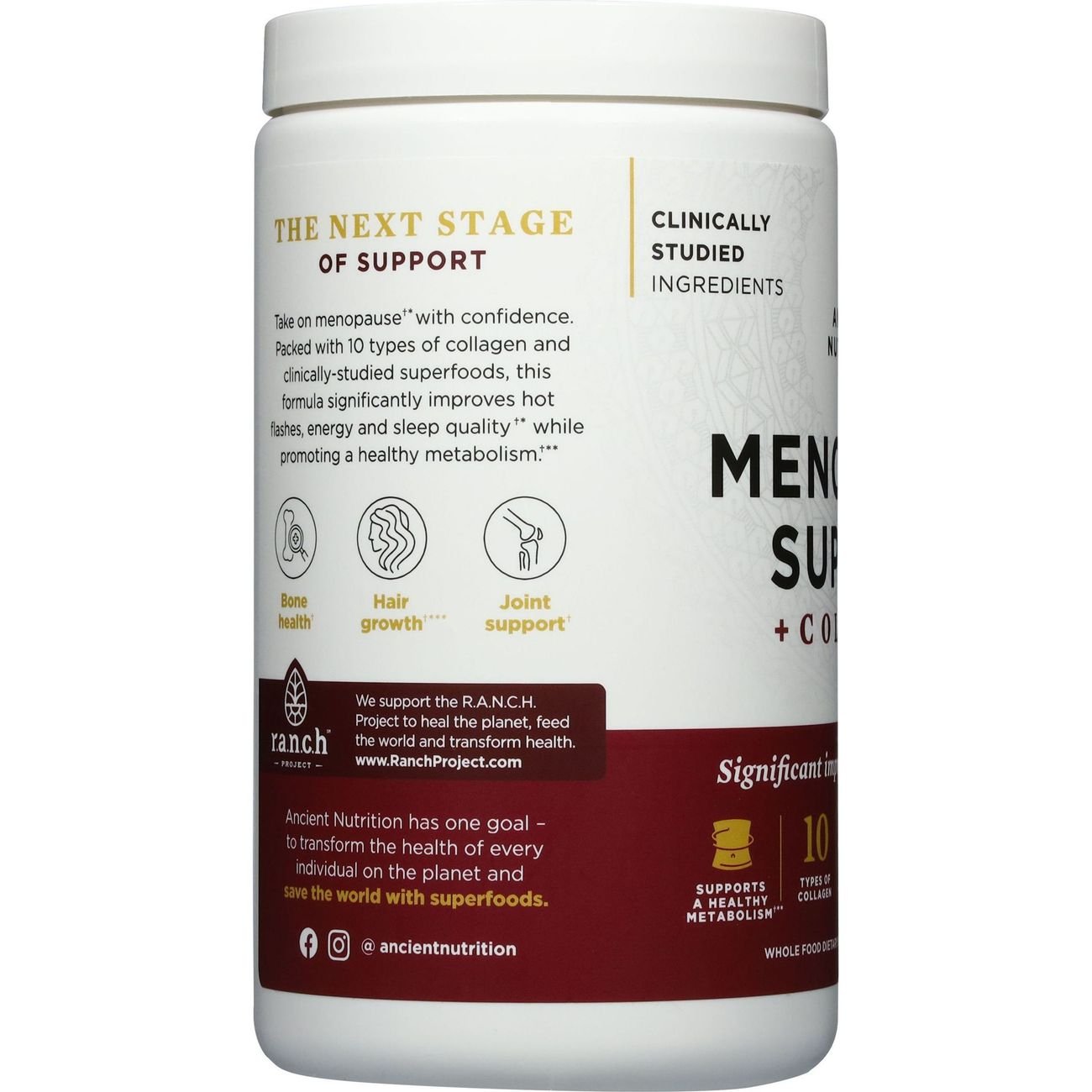 Ancient Nutrition Women's Menopause Support + Collagen Powder - Vanilla