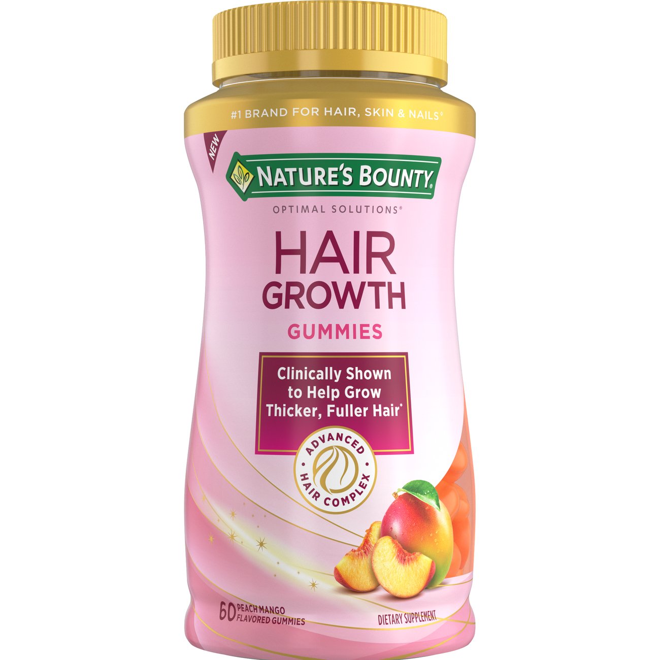Nature's Bounty Optimal Solutions Daily Hair Growth Gummies - Peach Mango